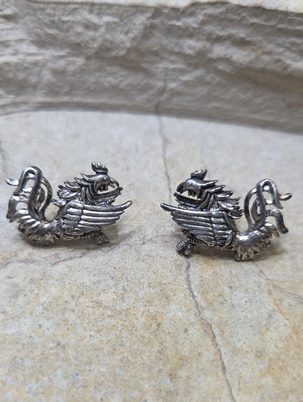 MJ Silver Phoenix firebird Dragon Earrings - Rare - Picture 3 of 7